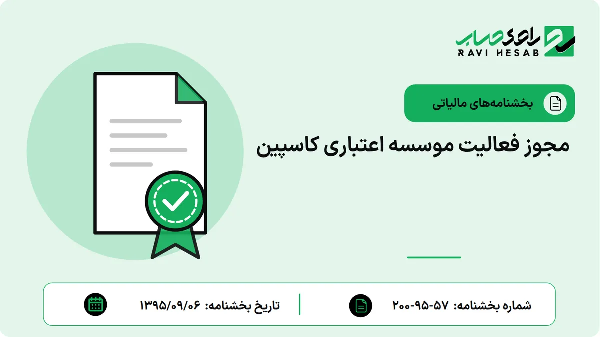 مجوز فعالیت موسسه اعتباری کاسپین