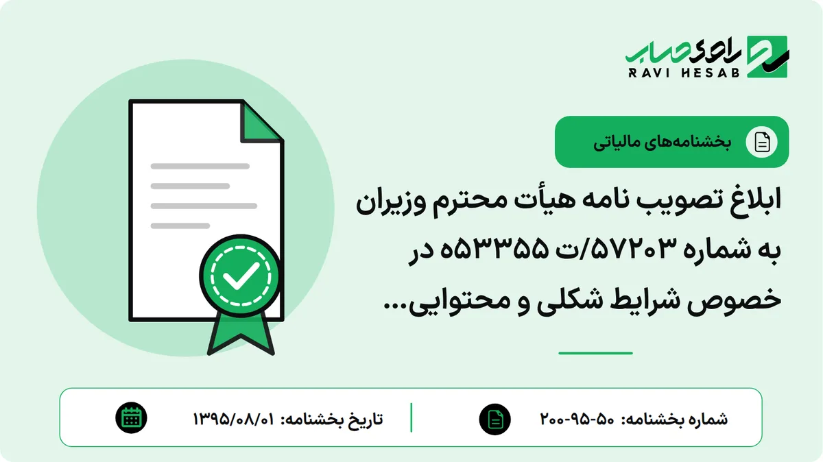 ابلاغ تصویب نامه هیأت محترم وزیران به شماره 57203/ت 53355ه در خصوص شرایط شکلی و محتوایی مجوز فعالیت (بهرهبرداری) در مناطق آزاد تجاری-صنعتی و ویژه اقتصادی