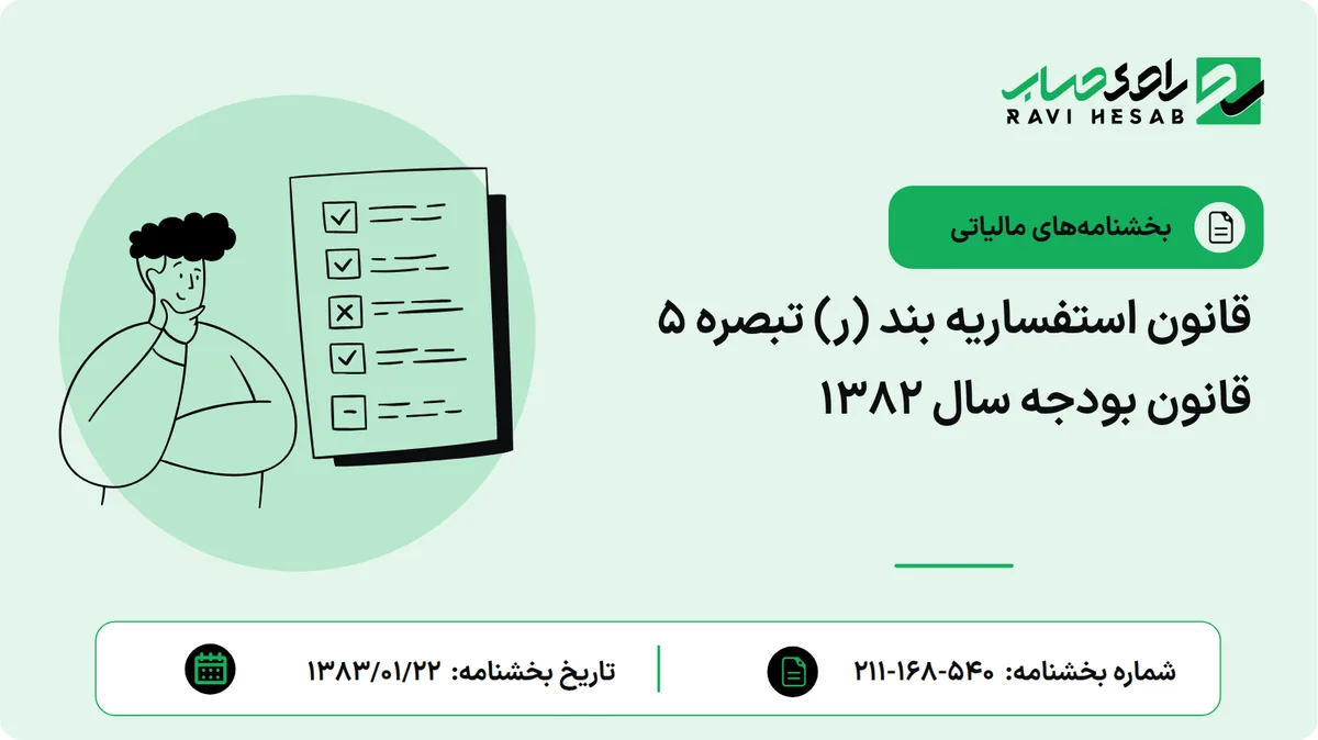 قانون استفساریه بند (ر) تبصره 5 قانون بودجه سال 1382