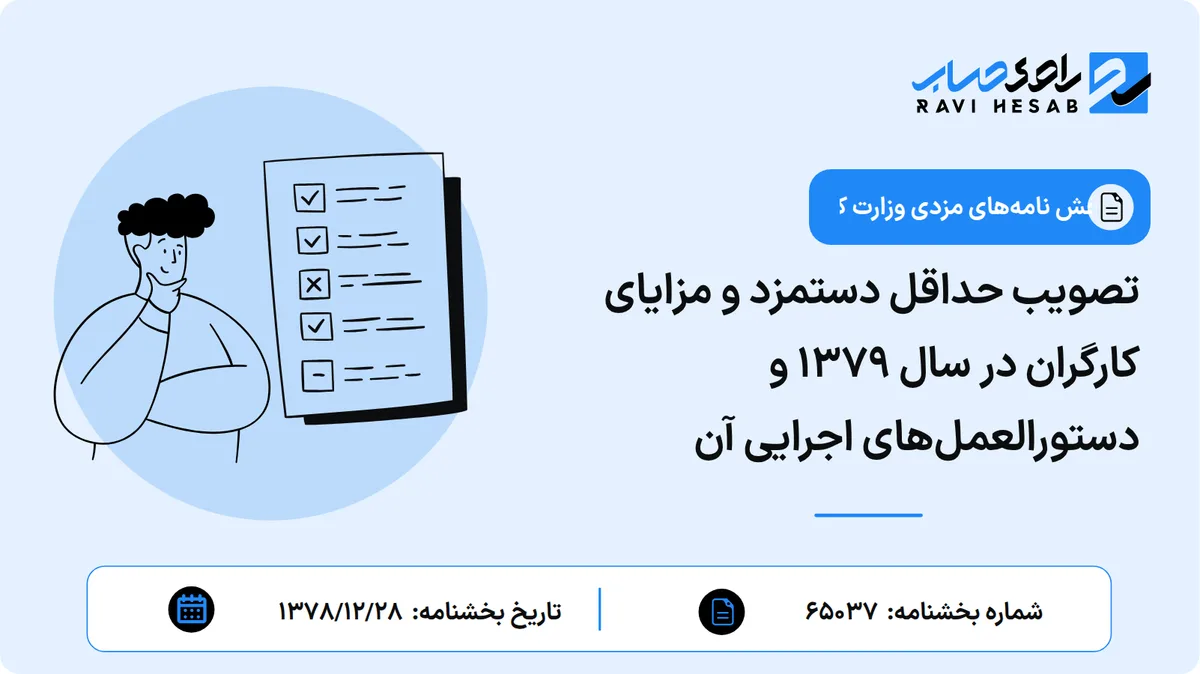 تصویب حداقل دستمزد و مزایای کارگران در سال 1379 و دستورالعملهای اجرایی آن