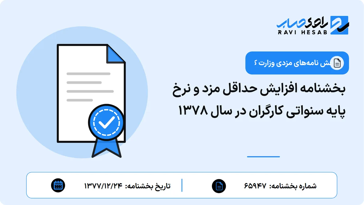 بخشنامه افزایش حداقل مزد و نرخ پایه سنواتی کارگران در سال ۱۳۷۸