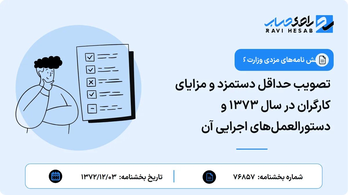 تصویب حداقل دستمزد و مزایای کارگران در سال ۱۳۷۳ و دستورالعملهای اجرایی آن