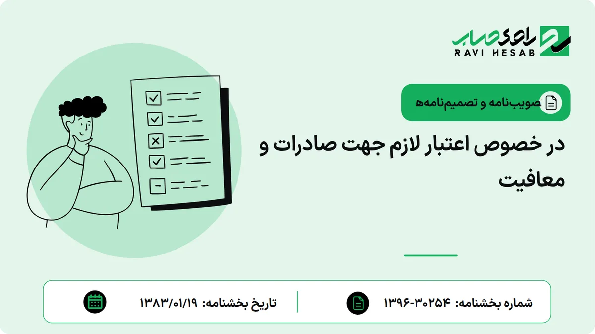 در خصوص اعتبار لازم جهت صادرات و معافیت