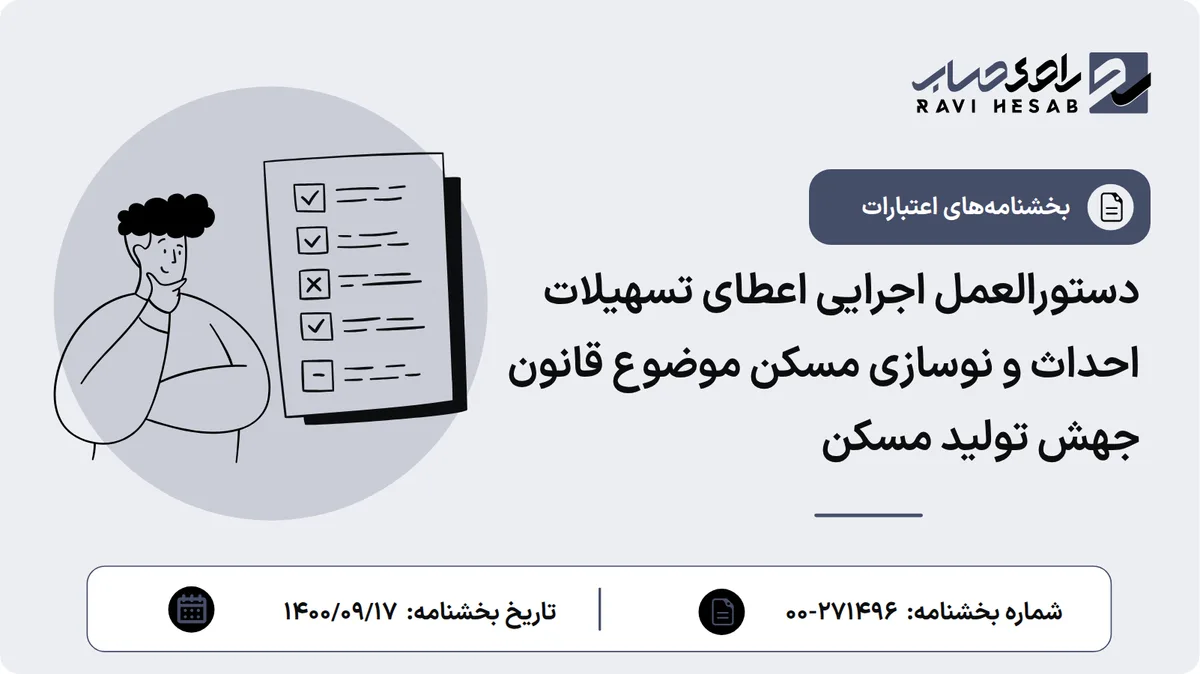 دستورالعمل اجرایی اعطای تسهیلات احداث و نوسازی مسکن موضوع قانون جهش تولید مسکن