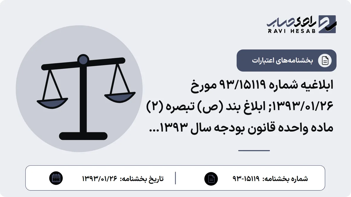 ابلاغیه شماره 93/15119 مورخ 1393/01/26; ابلاغ بند (ص) تبصره (2) ماده واحده قانون بودجه سال 1393 کل کشور