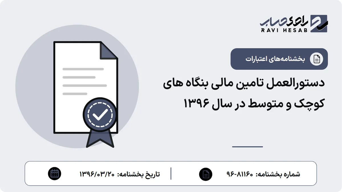 دستورالعمل تامین مالی بنگاه های کوچک و متوسط در سال 1396