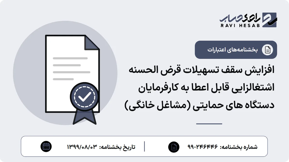 افزایش سقف تسهیلات قرض الحسنه اشتغالزایی قابل اعطا به کارفرمایان دستگاه های حمایتی (مشاغل خانگی)