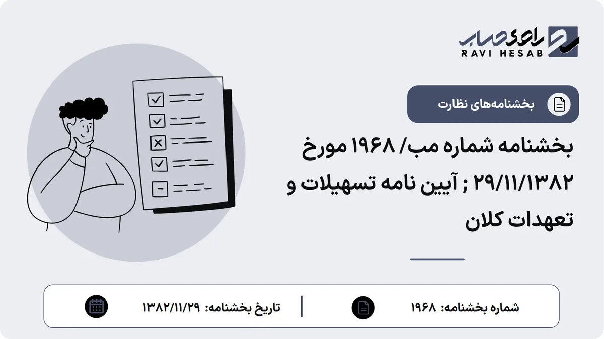 بخشنامه شماره مب/ 1968 مورخ 29/11/1382 ; آیین نامه تسهیلات و تعهدات کلان