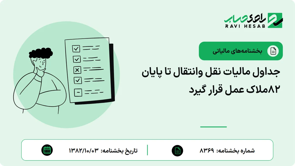 جداول مالیات نقل وانتقال تا پایان 82ملاک عمل قرار گیرد