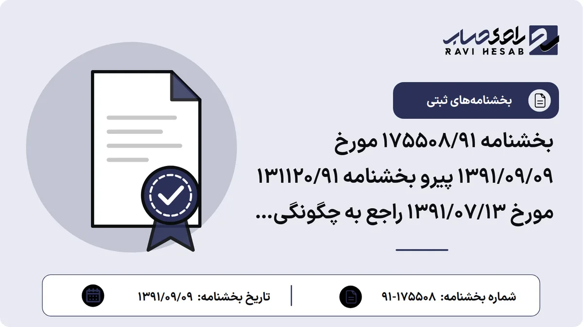 بخشنامه 175508/91 مورخ 1391/09/09 پیرو بخشنامه 131120/91 مورخ 1391/07/13 راجع به چگونگی ثبت شرکت ها و موسسات دانش بنیان