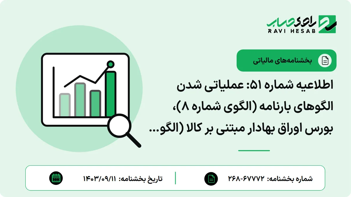 اطلاعیه شماره ۵۱: عملیاتی شدن الگوهای بارنامه (الگوی شماره ۸)، بورس اوراق بهادار مبتنی بر کالا (الگوی شماره ۱۱) و تغییرات اعمال شده در الگوی فروش ارز (الگوی شماره ۲)
