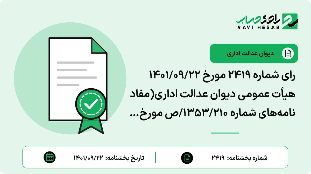 رای شماره ۲۴۱۹ مورخ ۱۴۰۱/۰۹/۲۲ هیأت عمومی دیوان عدالت اداری(مفاد نامههای شماره ۱۳۵۳/۲۱۰/ص مورخ ۱۴۰۱/۰۱/۲۸ و شماره ۳۹۱۴/۲۱۰/ص مورخ ۲/۳/۱۴۰۱ معاون حقوقی و فنی مالیاتی سازمان امور مالیاتی کشور که براساس آنها مقرر شده است که چون تکلیف مشمولیت و نرخ نوشابههای قندی گازدار و بدون گاز تولید داخل و وارداتی مطابق بند (پ) ماده (۲۶) قانون مالیات بر ارزش افزوده به صراحت مشخص شده است بنابراین این محصول نیازی به اعلام در فهرست مزبور ندارد، ابطال شد.)