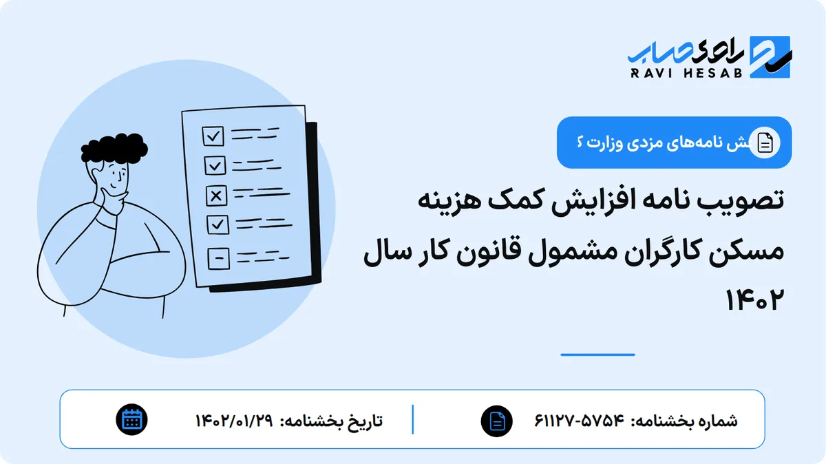 تصویب نامه افزایش کمک هزینه مسکن کارگران مشمول قانون کار سال 1402