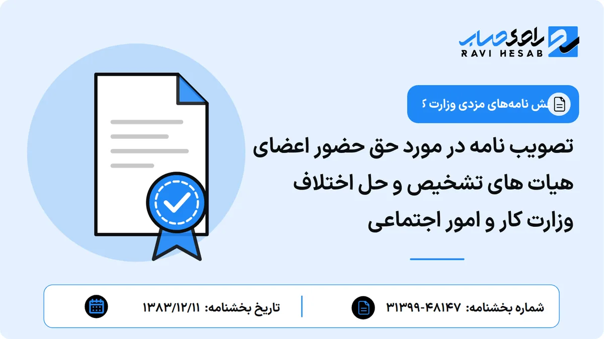 تصویب نامه در مورد حق حضور اعضای هیات های تشخیص و حل اختلاف وزارت کار و امور اجتماعی