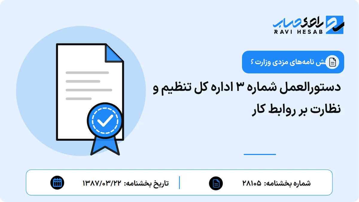 دستورالعمل شماره 3 اداره کل تنظیم و نظارت بر روابط کار