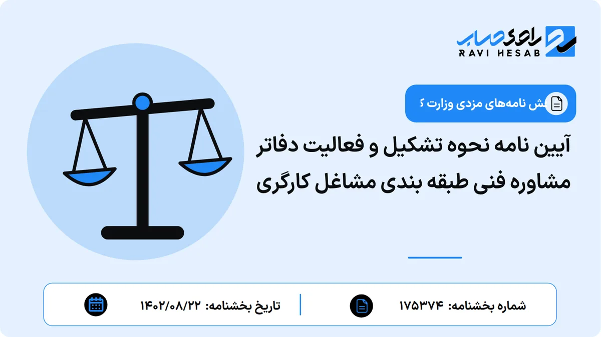 آیین نامه نحوه تشکیل و فعالیت دفاتر مشاوره فنی طبقه بندی مشاغل کارگری