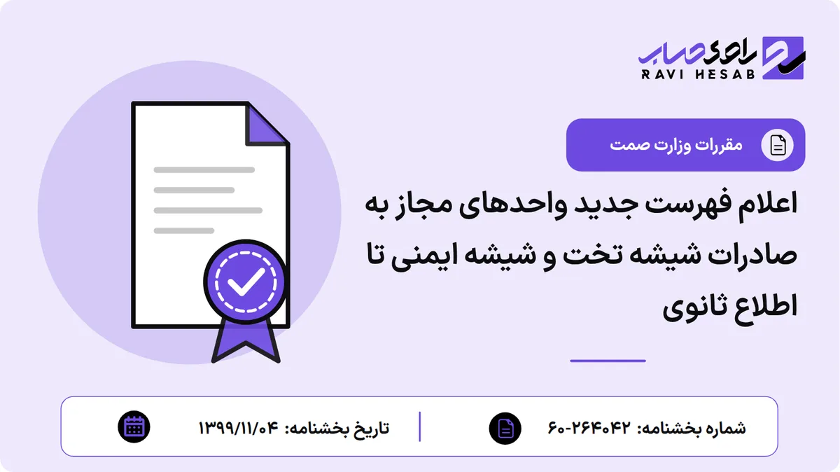 اعلام فهرست جدید واحدهای مجاز به صادرات شیشه تخت و شیشه ایمنی تا اطلاع ثانوی