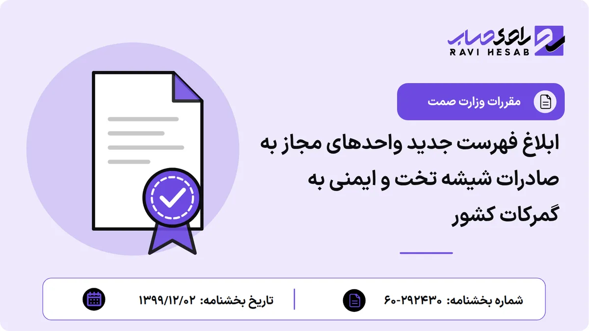 ابلاغ فهرست جدید واحدهای مجاز به صادرات شیشه تخت و ایمنی به گمرکات کشور