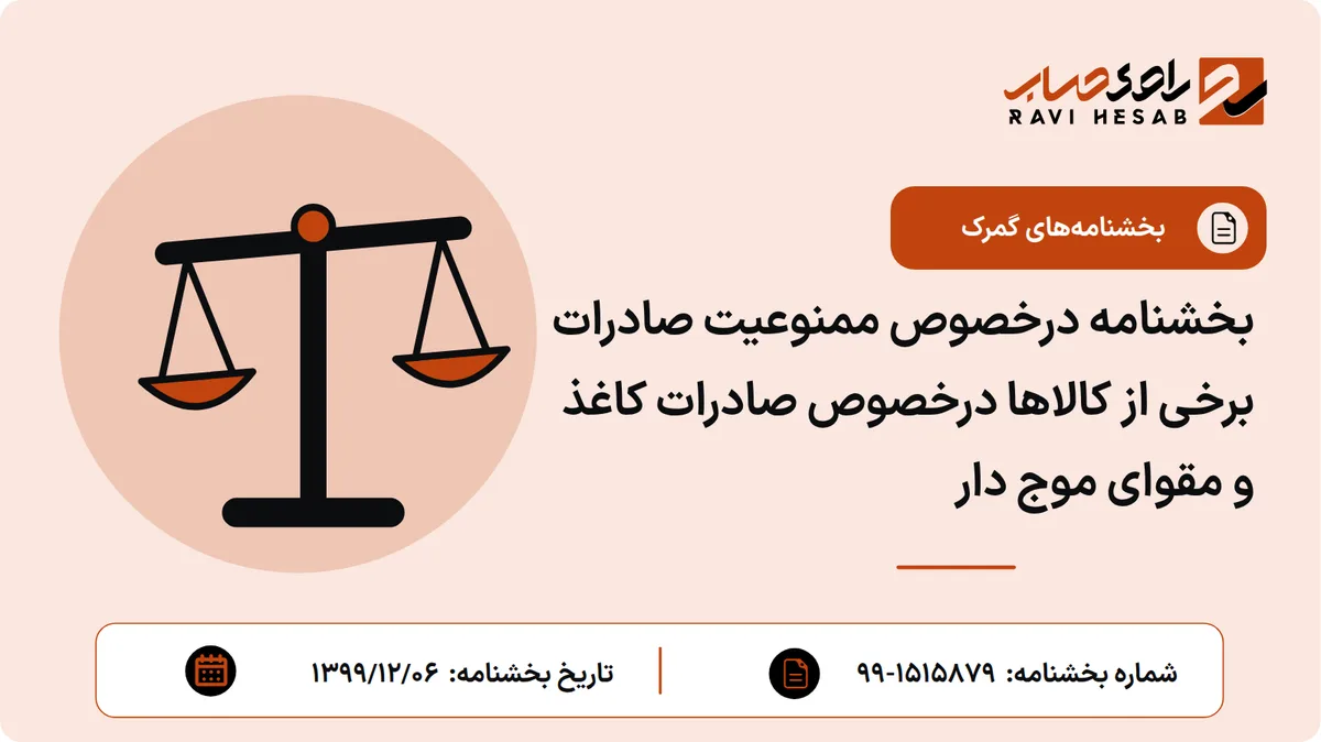 بخشنامه درخصوص ممنوعیت صادرات برخی از کالاها درخصوص صادرات کاغذ و مقوای موج دار