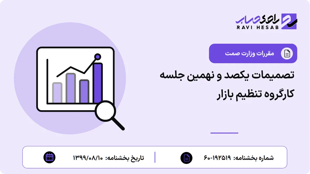 تصمیمات یکصد و نهمین جلسه کارگروه تنظیم بازار