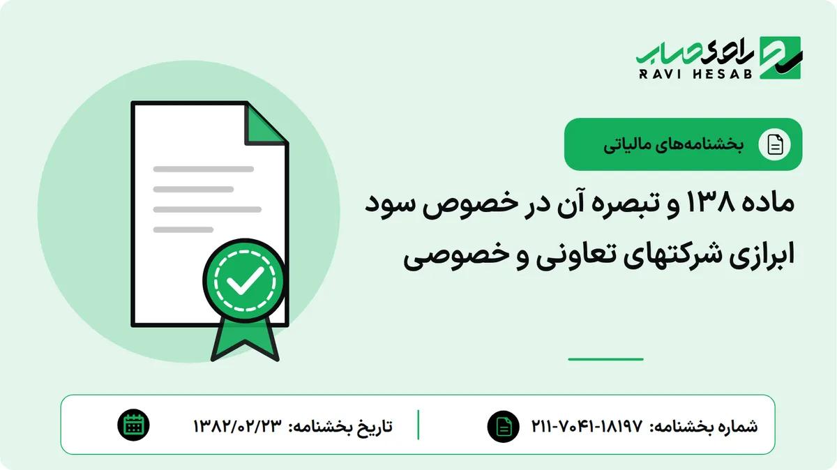 ماده 138 و تبصره آن در خصوص سود ابرازی شرکتهای تعاونی و خصوصی