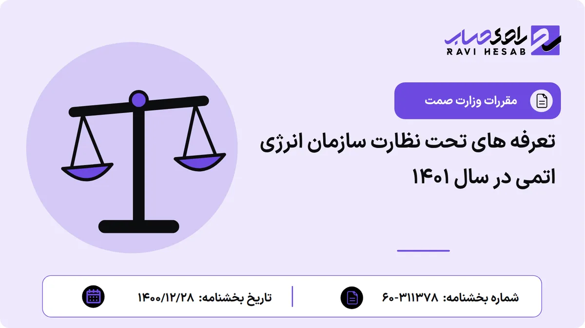 تعرفه های تحت نظارت سازمان انرژی اتمی در سال ۱۴۰۱