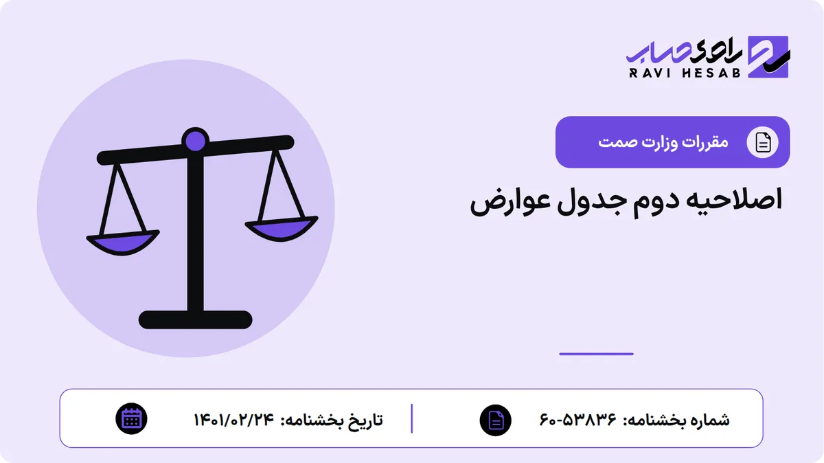 اصلاحیه دوم جدول عوارض