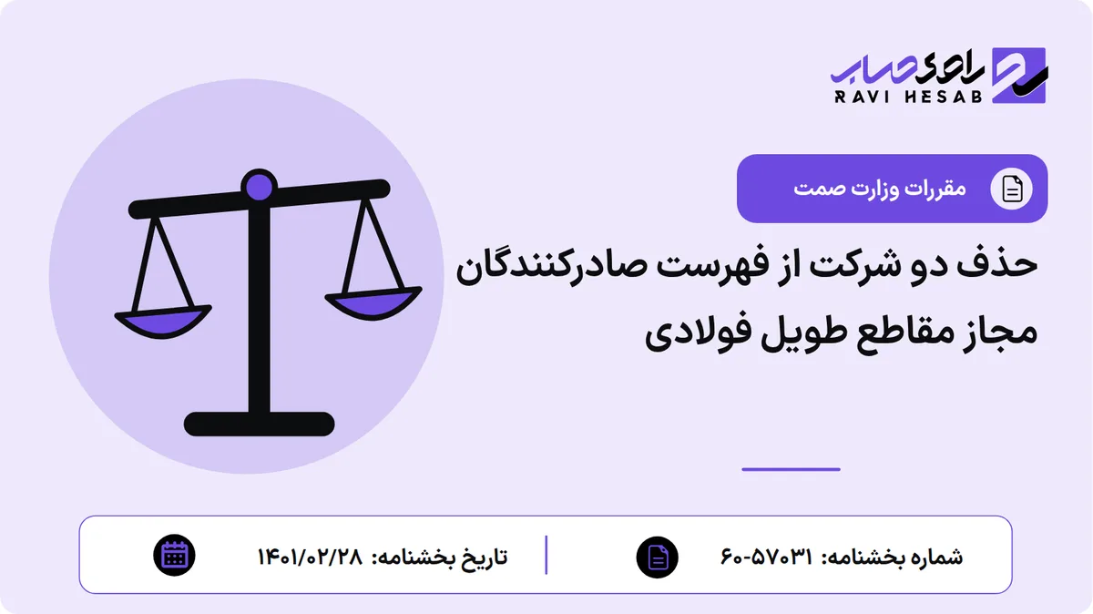 حذف دو شرکت از فهرست صادرکنندگان مجاز مقاطع طویل فولادی