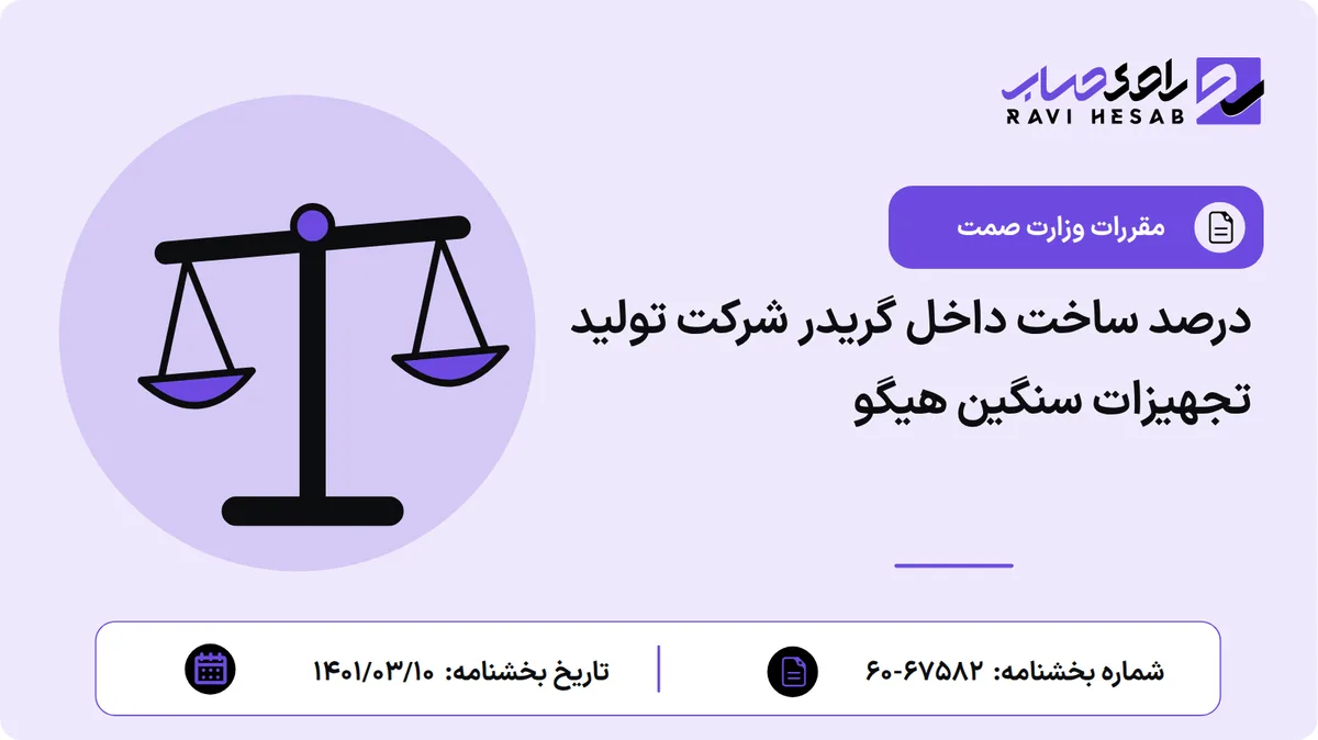 درصد ساخت داخل گریدر شرکت تولید تجهیزات سنگین هیگو