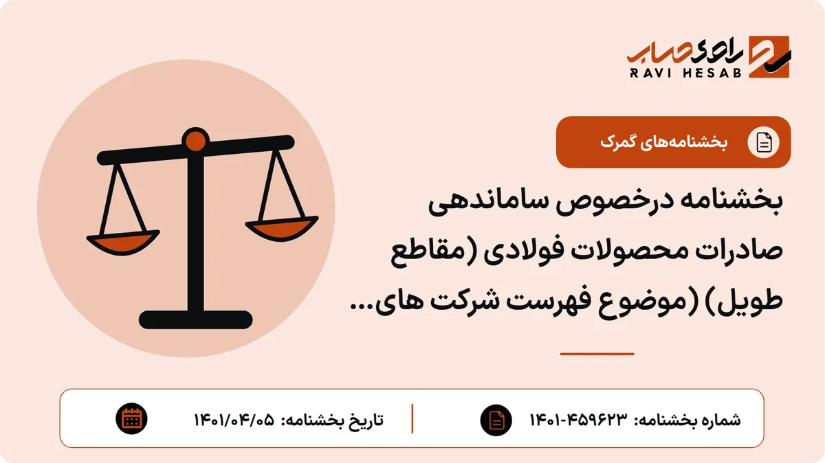 بخشنامه درخصوص ساماندهی صادرات محصولات فولادی (مقاطع طویل) (موضوع فهرست شرکت های مجاز به صادرات)