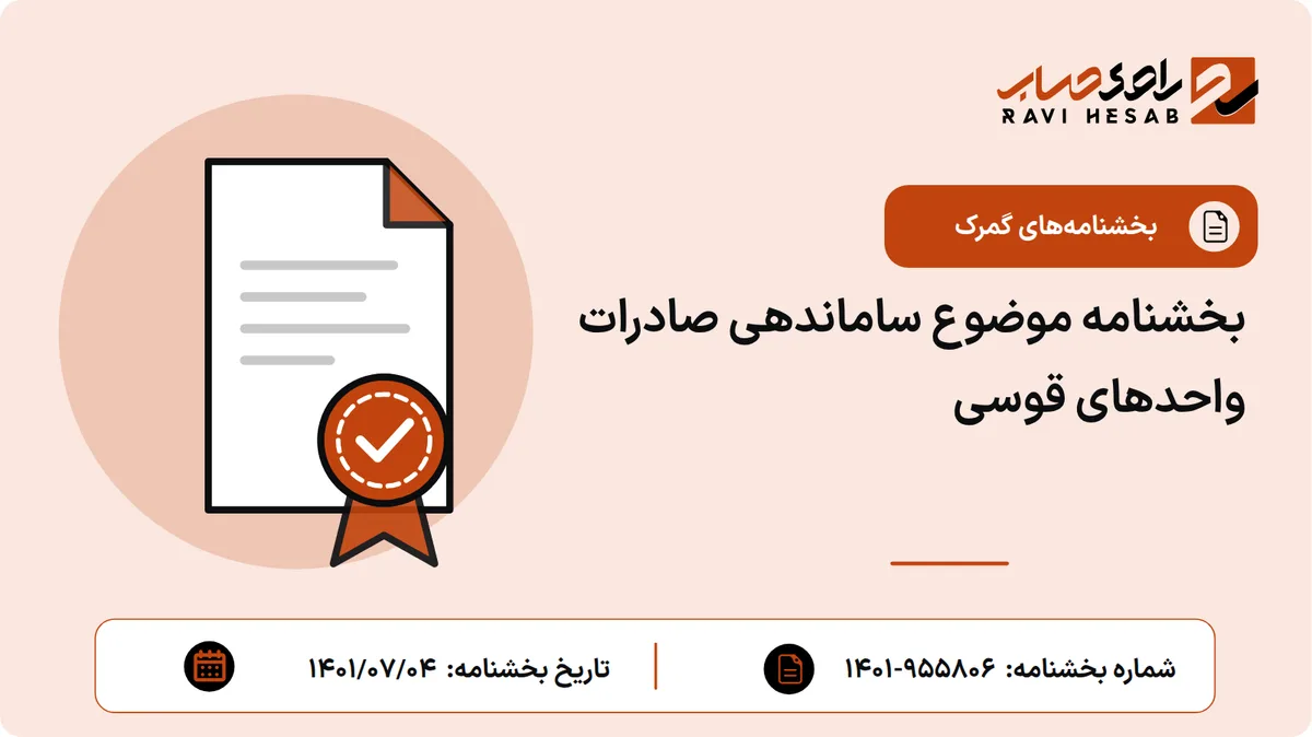 بخشنامه موضوع ساماندهی صادرات واحدهای قوسی