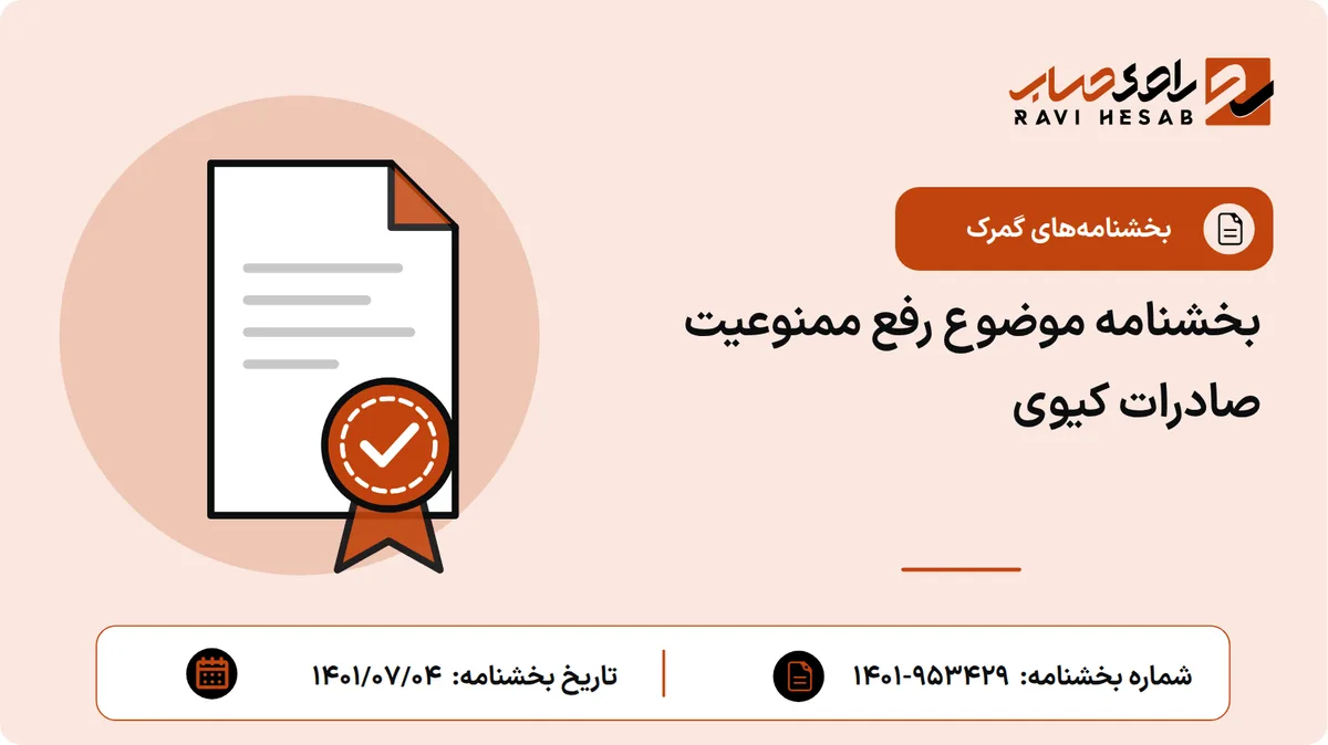 بخشنامه موضوع رفع ممنوعیت صادرات کیوی