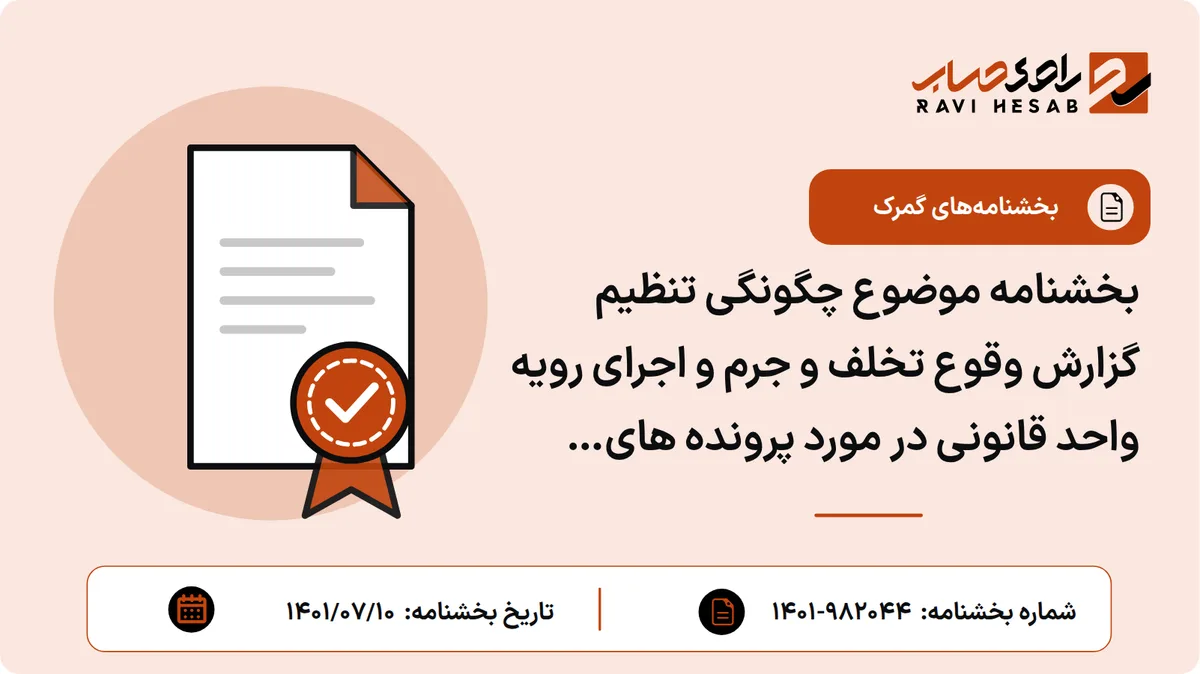 بخشنامه موضوع چگونگی تنظیم گزارش وقوع تخلف و جرم و اجرای رویه واحد قانونی در مورد پرونده های متشکله فرآورده های نفتی قاچاق