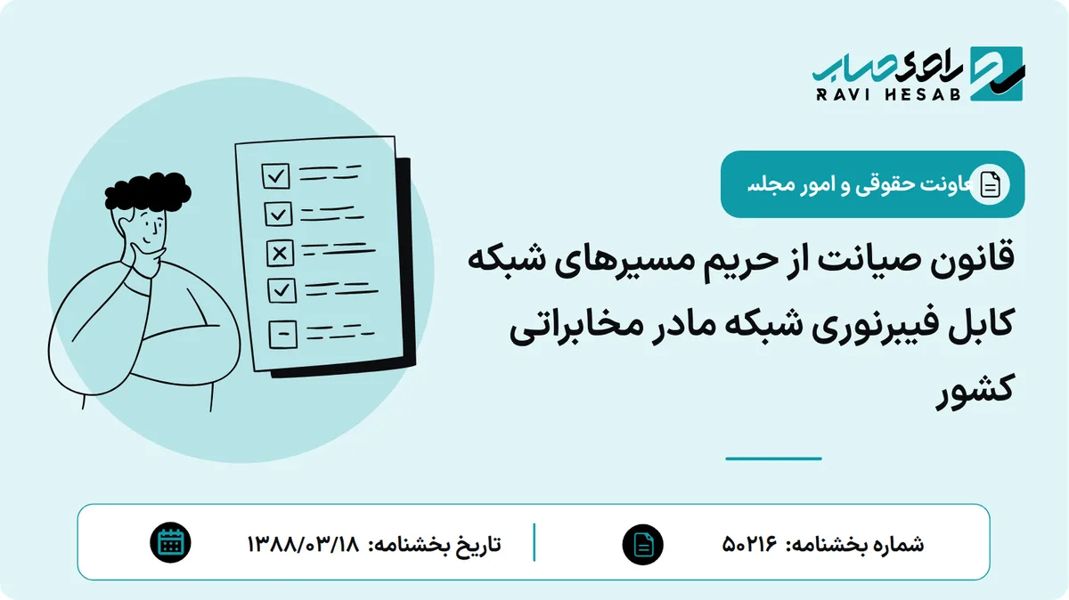 قانون صیانت از حریم مسیرهای شبکه کابل فیبرنوری شبکه مادر مخابراتی کشور
