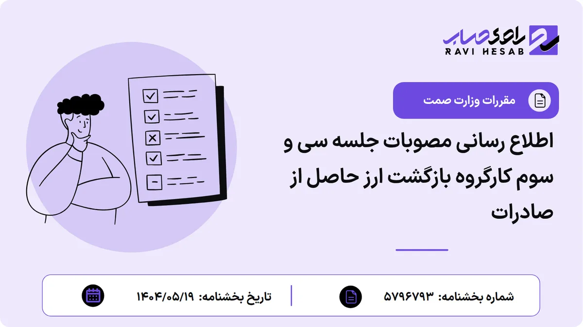 اطلاع رسانی مصوبات جلسه سی و سوم کارگروه بازگشت ارز حاصل از صادرات