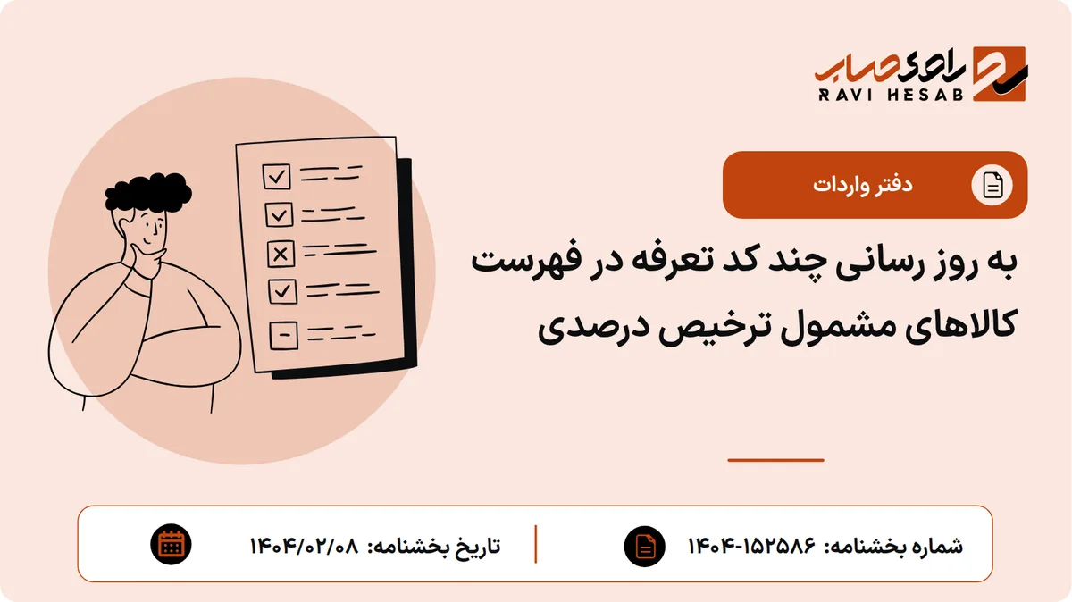 به روز رسانی چند کد تعرفه در فهرست کالاهای مشمول ترخیص درصدی