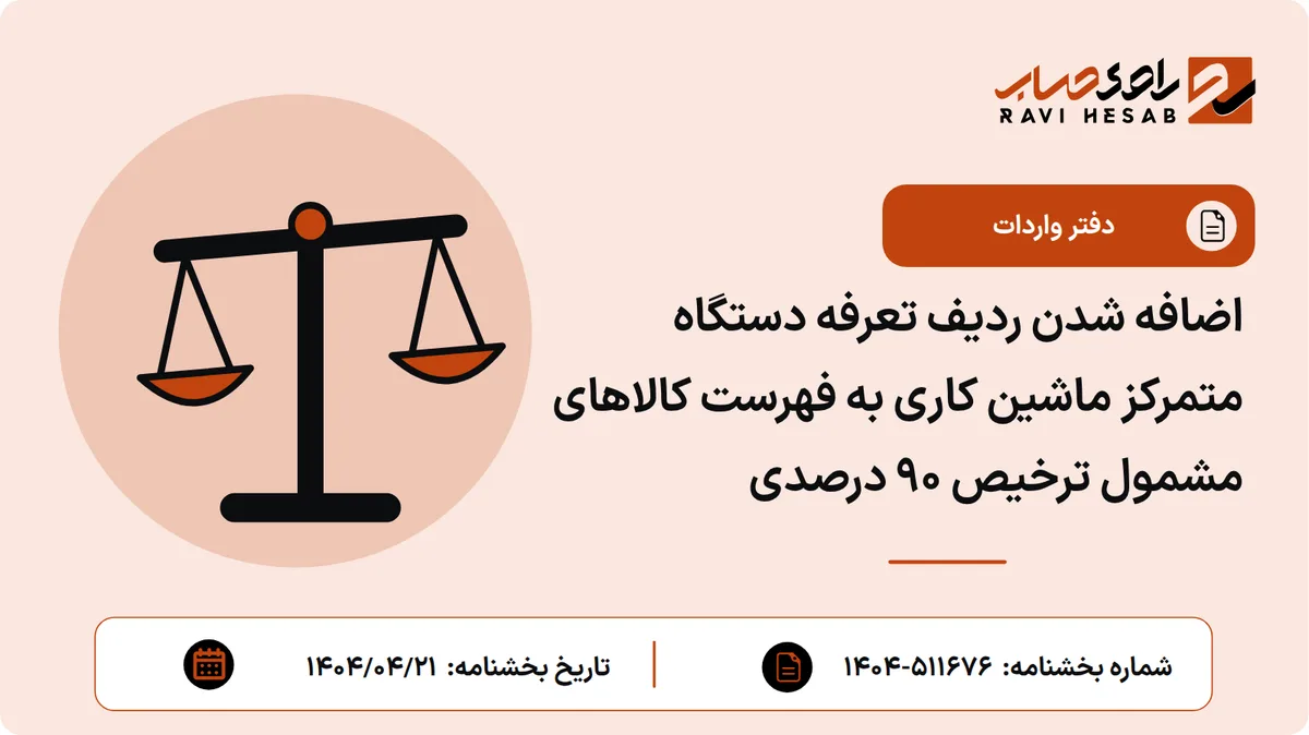 اضافه شدن ردیف تعرفه دستگاه متمرکز ماشین کاری به فهرست کالاهای مشمول ترخیص ۹۰ درصدی