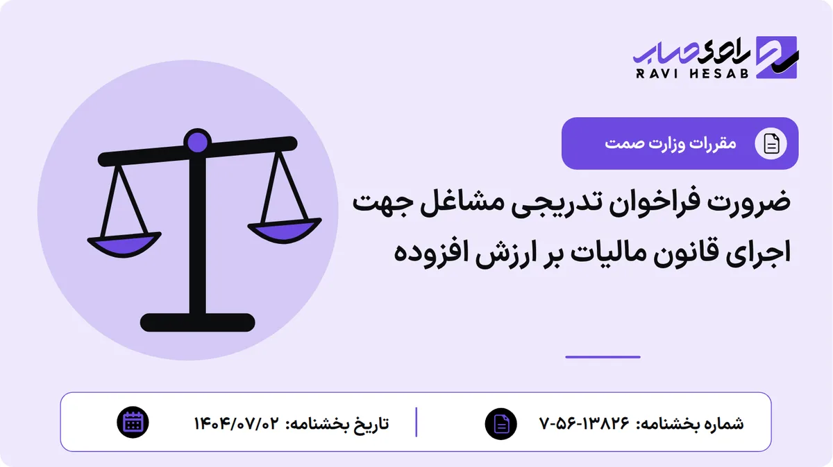 ضرورت فراخوان تدریجی مشاغل جهت اجرای قانون مالیات بر ارزش افزوده