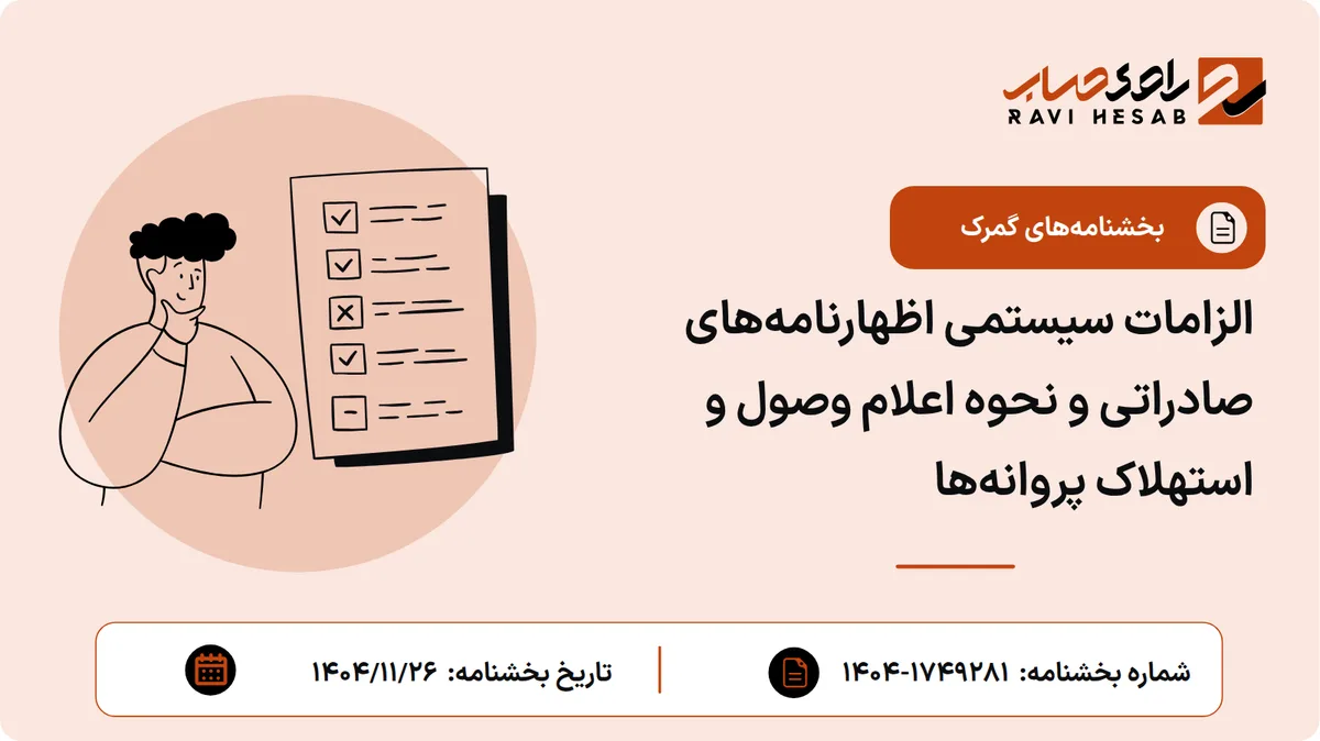 الزامات سیستمی اظهارنامههای صادراتی و نحوه اعلام وصول و استهلاک پروانهها