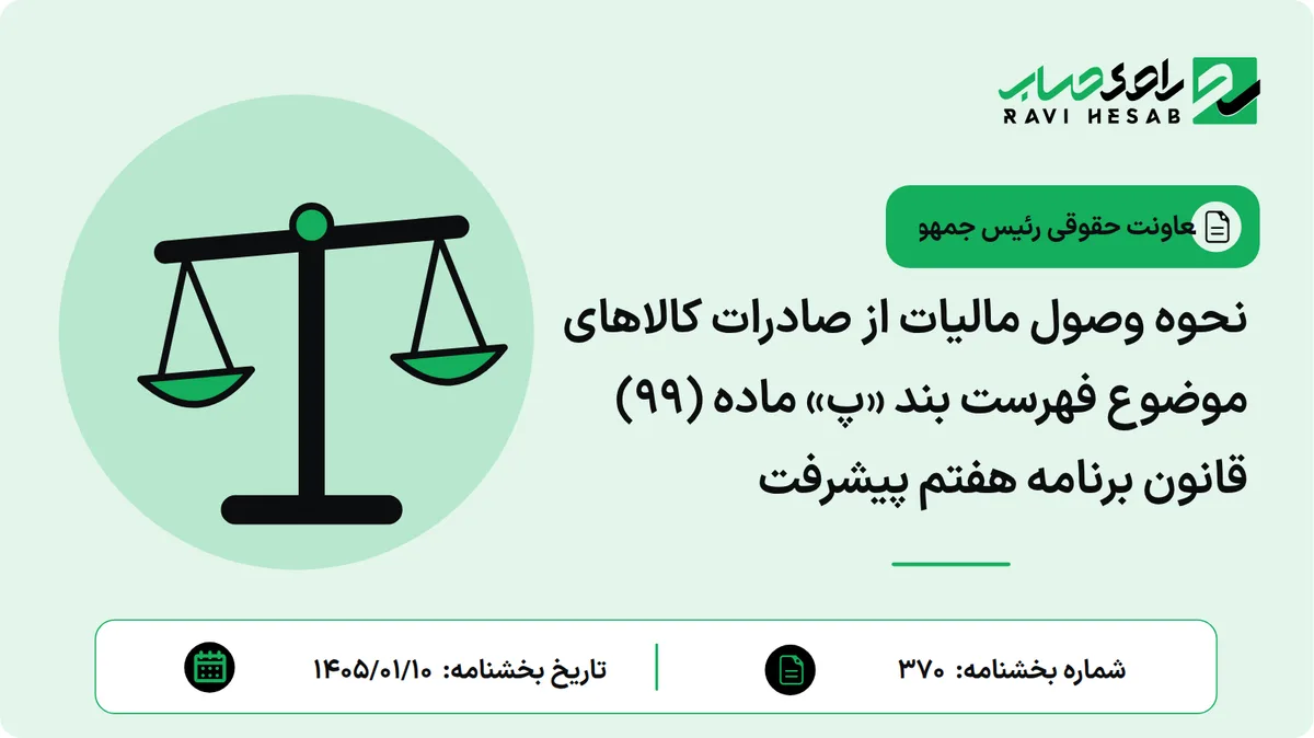 نحوه وصول مالیات از صادرات کالاهای موضوع فهرست بند «پ» ماده (۹۹) قانون برنامه هفتم پیشرفت