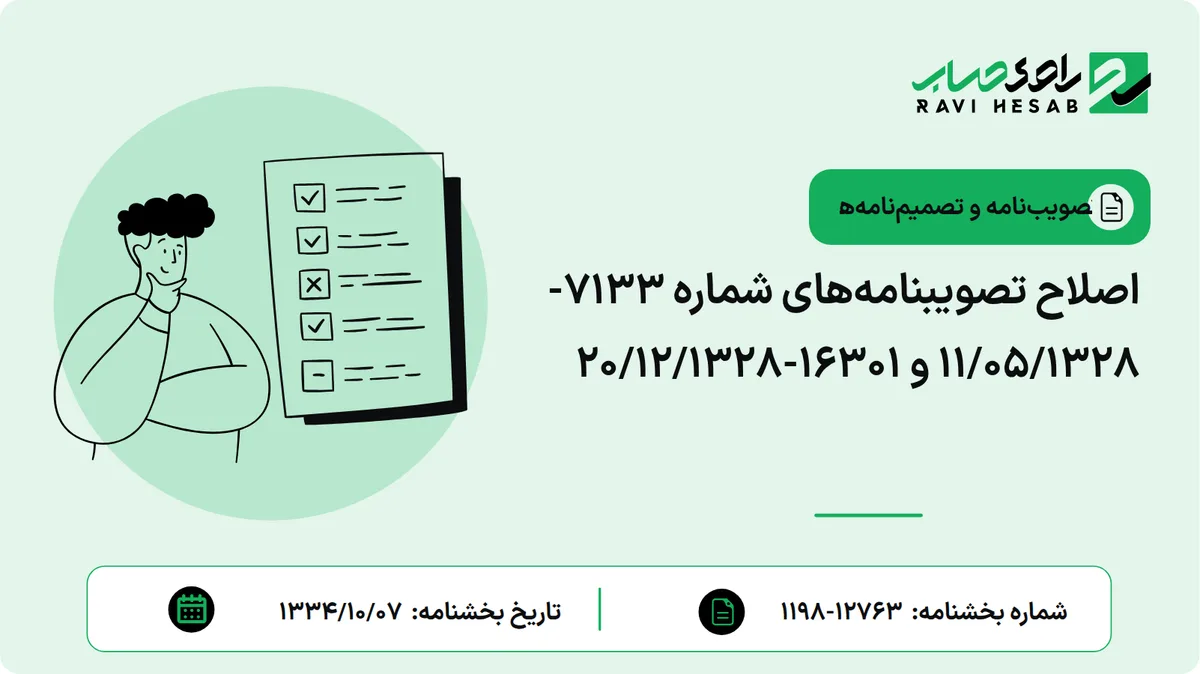 اصلاح تصویبنامههای شماره 7133-11/05/1328 و 16301-20/12/1328