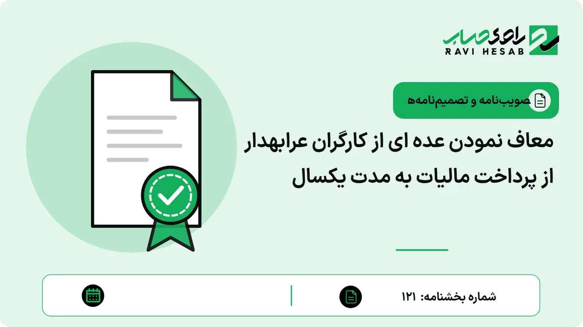 معاف نمودن عده ای از کارگران عرابهدار از پرداخت مالیات به مدت یکسال