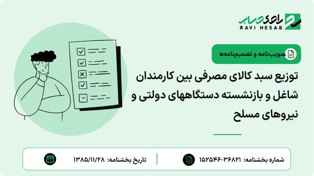 توزیع سبد کالای مصرفی بین کارمندان شاغل و بازنشسته دستگاههای دولتی و نیروهای مسلح
