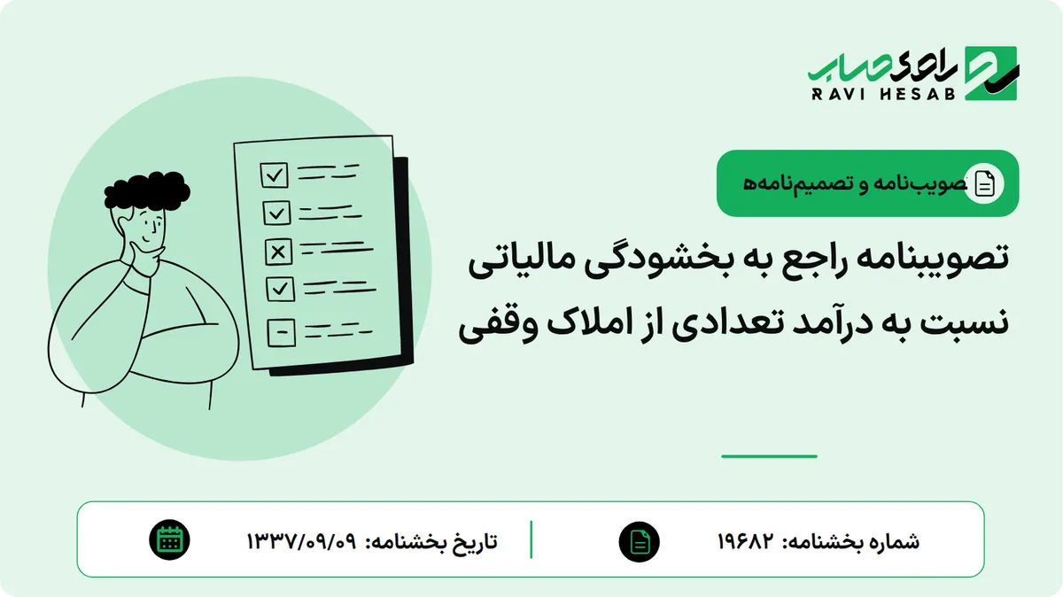 تصویبنامه راجع به بخشودگی مالیاتی نسبت به درآمد تعدادی از املاک وقفی