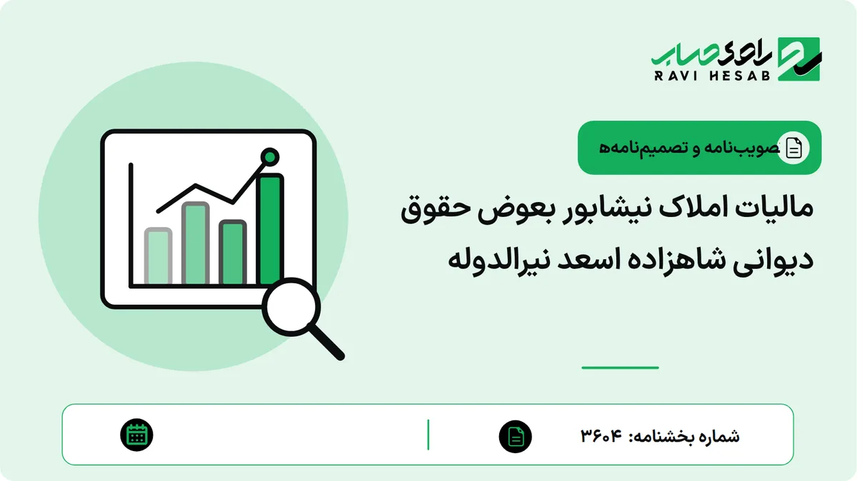 مالیات املاک نیشابور بعوض حقوق دیوانی شاهزاده اسعد نیرالدوله
