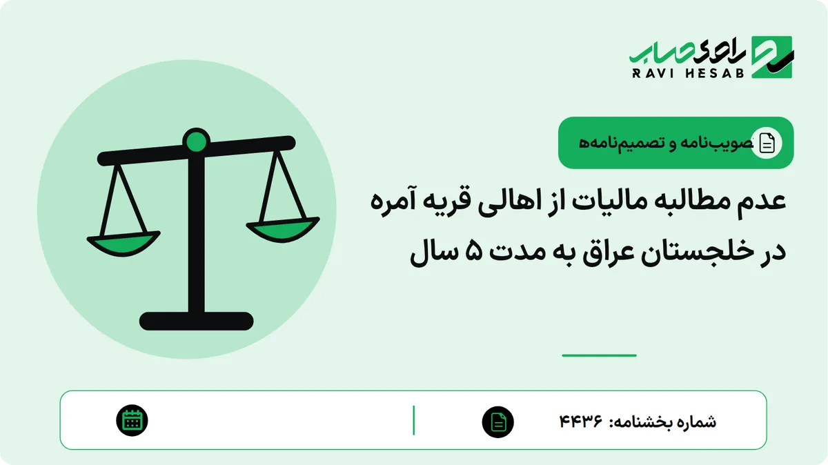 عدم مطالبه مالیات از اهالی قریه آمره در خلجستان عراق به مدت 5 سال