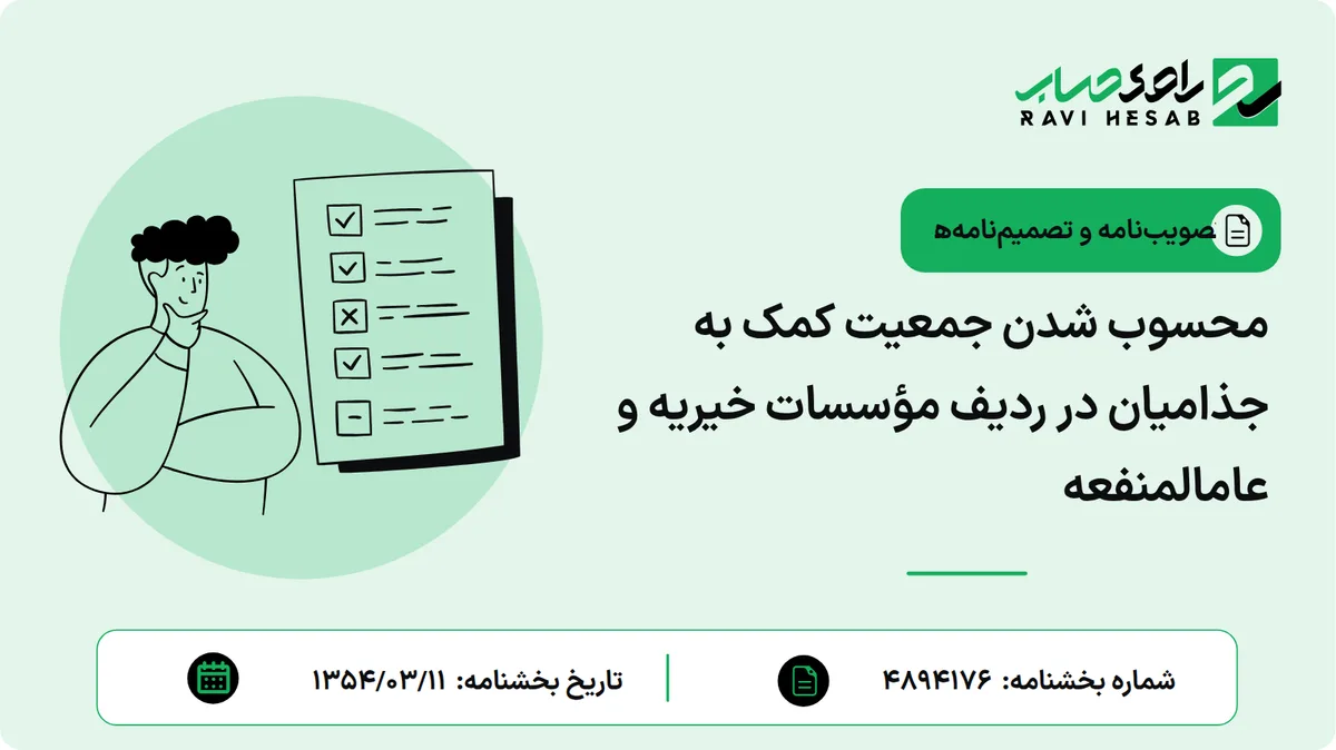 محسوب شدن جمعیت کمک به جذامیان در ردیف مؤسسات خیریه و عامالمنفعه