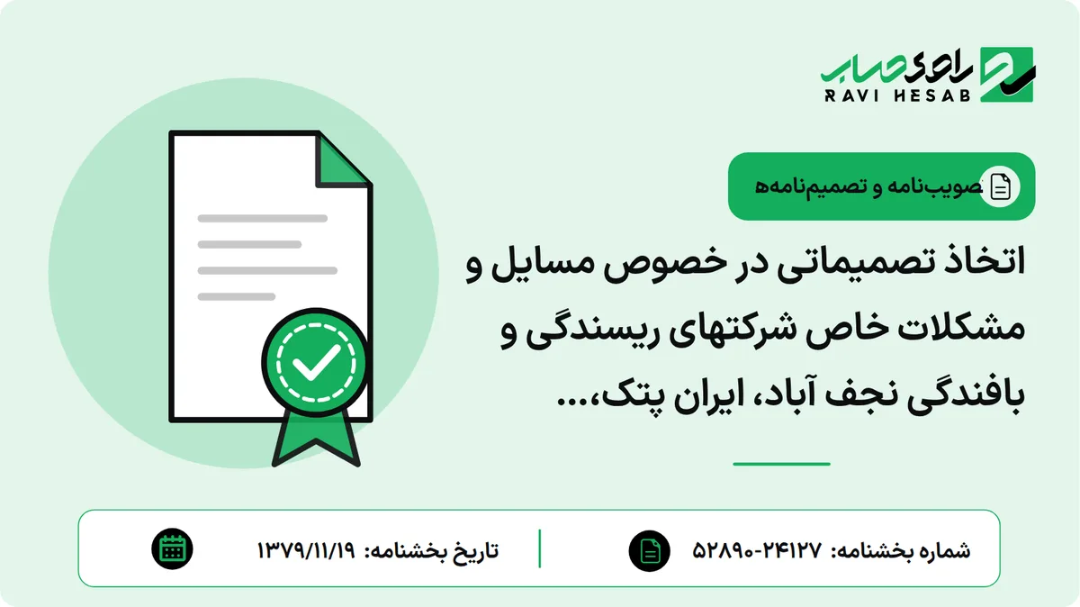 اتخاذ تصمیماتی در خصوص مسایل و مشکلات خاص شرکتهای ریسندگی و بافندگی نجف آباد، ایران پتک، پشمبافی جهان، کامراد قم و روکش لاستیک ایران