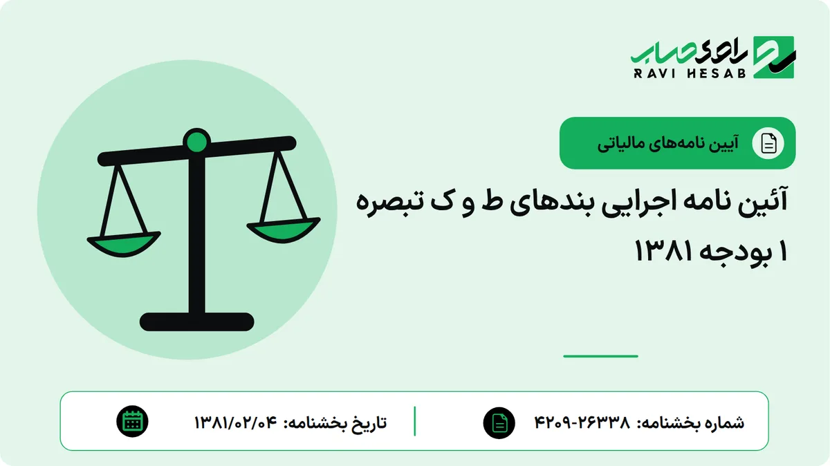 آئین نامه اجرایی بندهای ط و ک تبصره 1 بودجه 1381