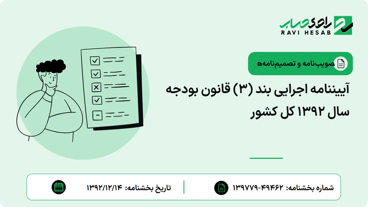 آییننامه اجرایی بند (3) قانون بودجه سال 1392 کل کشور